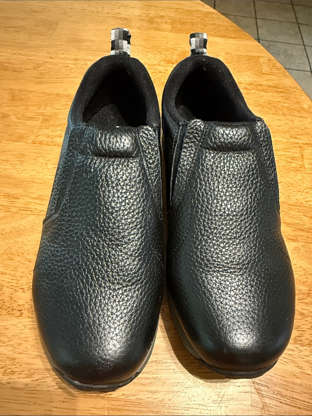 Merrell Black Pebbled Leather Kids Slip-On Loafers
